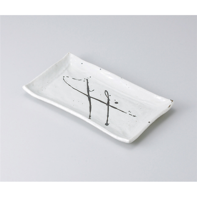 古林陶器 焼物皿 粉引黒筆流し長角焼物皿 513010217 1個（ご注文単位1個）【直送品】
