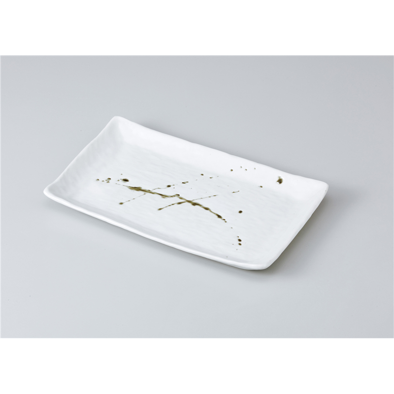 古林陶器 焼物皿 筆流し木肌焼物皿 白 1013430315 1個（ご注文単位1個）【直送品】