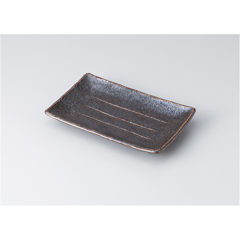 古林陶器 焼物皿 筋入り焼物皿いぶし銀結晶 1312950325 1個（ご注文単位1個）【直送品】