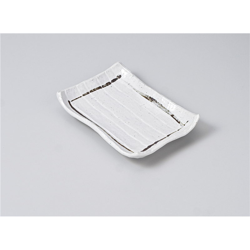 古林陶器 焼物皿 粉引ライン波型焼物皿 613120347 1個（ご注文単位1個）【直送品】