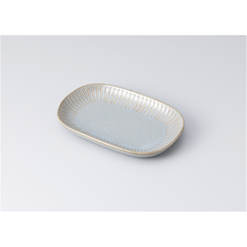 古林陶器 焼物皿 撥水十草 小判皿 灰うのふ 1313050101 1個（ご注文単位1個）【直送品】