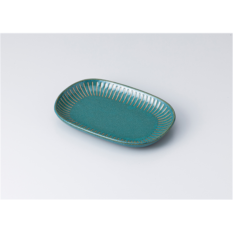 古林陶器 焼物皿 撥水十草 小判皿 クジャク 1313050201 1個（ご注文単位1個）【直送品】