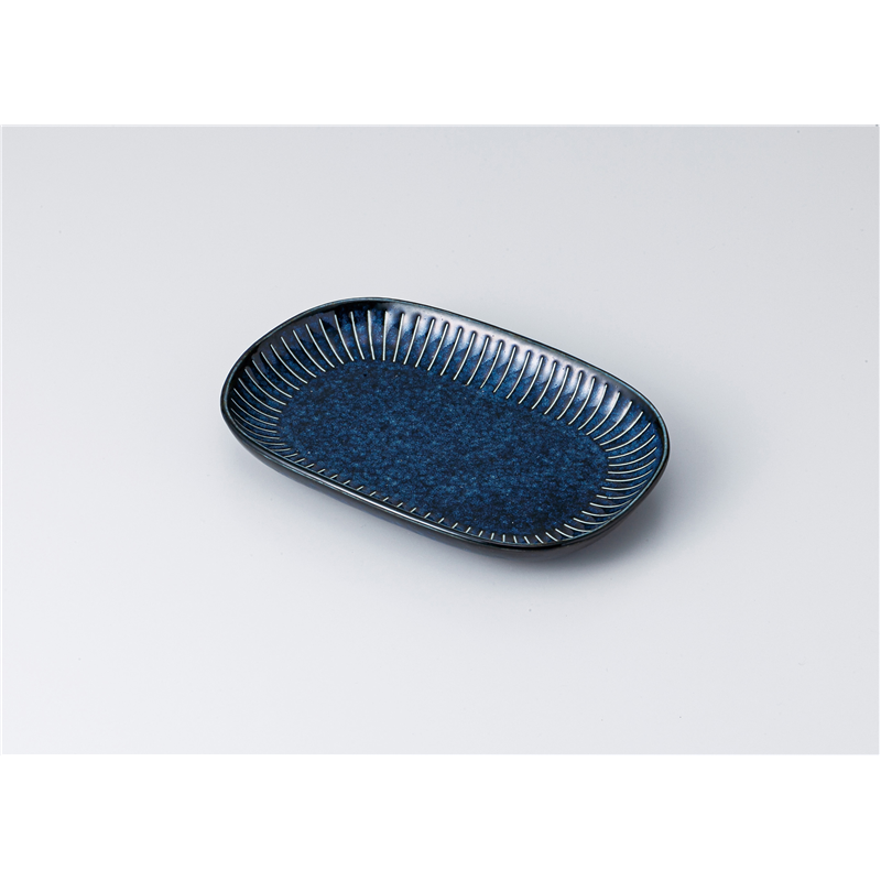 古林陶器 焼物皿 撥水十草 小判皿 海碧 1313050301 1個（ご注文単位1個）【直送品】