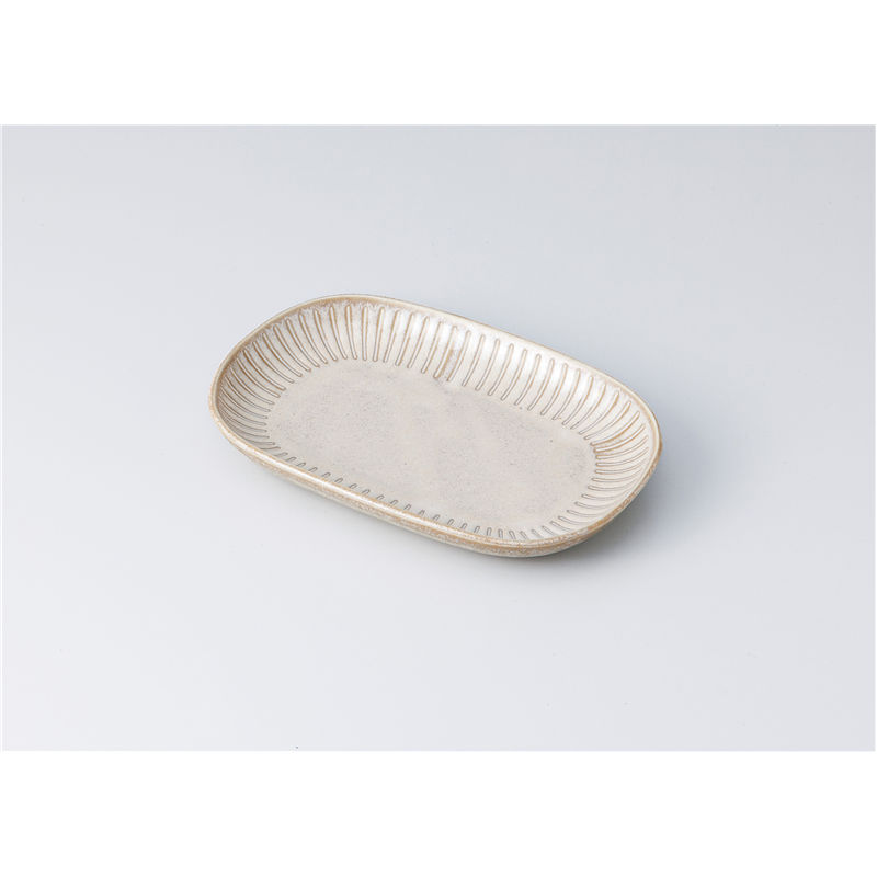 古林陶器 焼物皿 撥水十草 小判皿 チタンマット白 1313050401 1個（ご注文単位1個）【直送品】