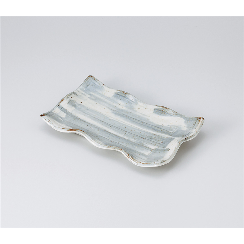 古林陶器 焼物皿 藍染波形焼物皿 913320440 1個（ご注文単位1個）【直送品】