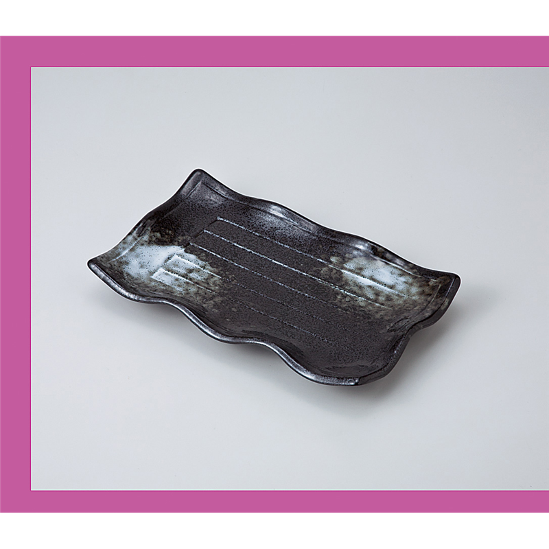 古林陶器 焼物皿 天目白吹波型焼物皿 712350161 1個（ご注文単位1個）【直送品】