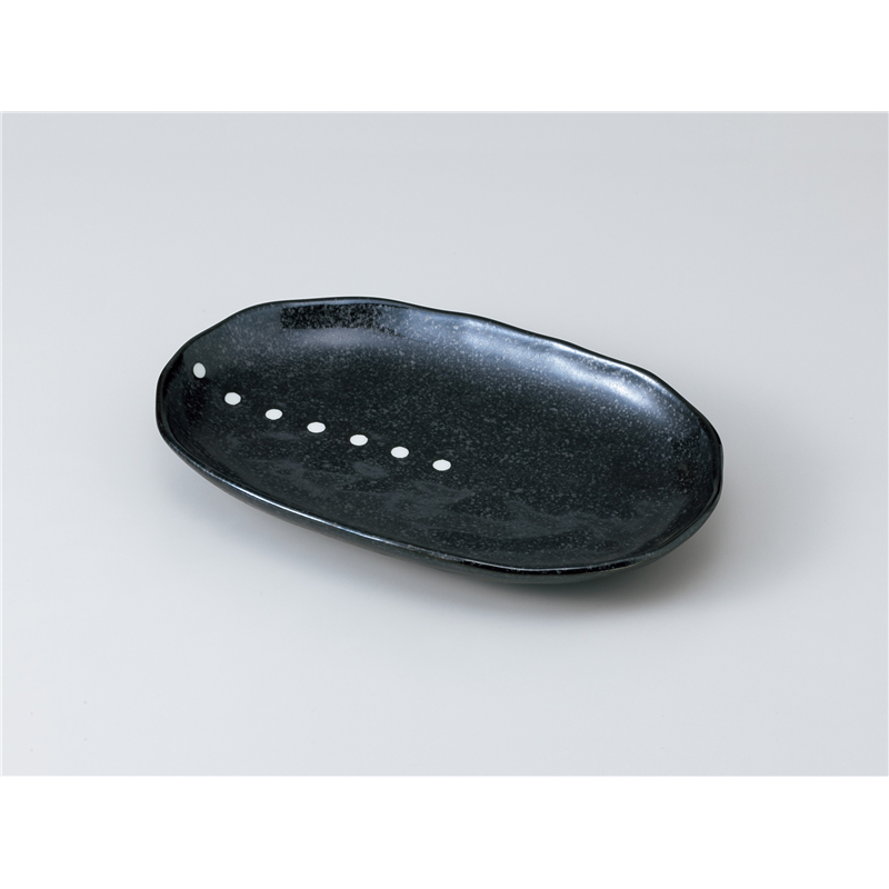 古林陶器 焼物皿 黒マットドットスパ皿 1013830440 1個（ご注文単位1個）【直送品】