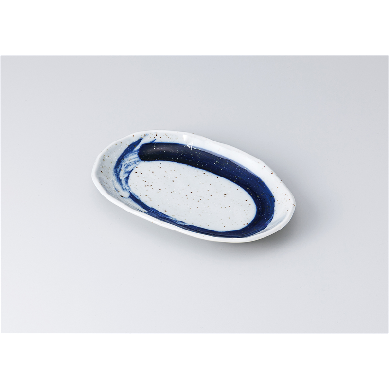 古林陶器 焼物皿 刷毛 楕円スパ皿 1313240240 1個（ご注文単位1個）【直送品】
