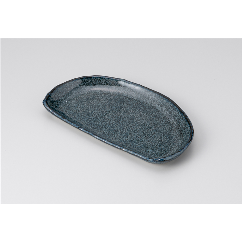 古林陶器 焼物皿 窯変紺 半月焼物皿 1214120151 1個（ご注文単位1個）【直送品】
