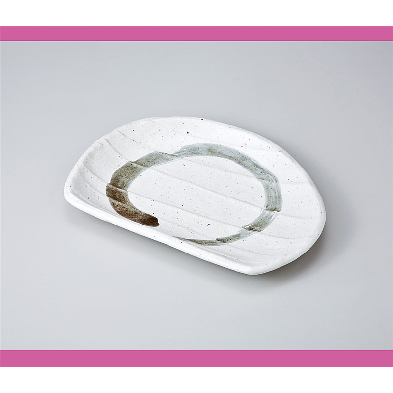 古林陶器 焼物皿 粉引うず潮 半月皿 712150240 1個（ご注文単位1個）【直送品】