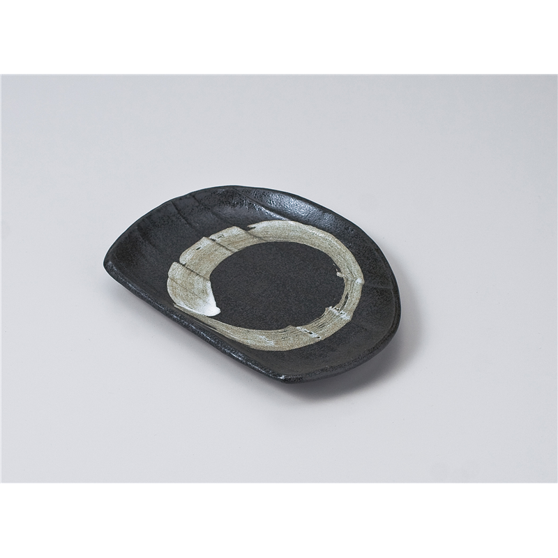 古林陶器 焼物皿 油滴うず潮 半月皿 613150240 1個（ご注文単位1個）【直送品】