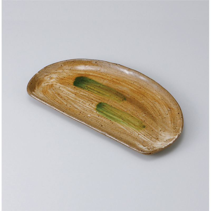 古林陶器 焼物皿 黄瀬戸オリベ半月皿 513110251 1個（ご注文単位1個）【直送品】