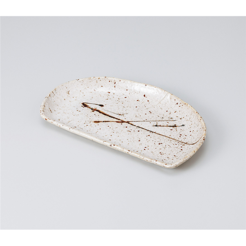 古林陶器 焼物皿 乱刷毛 半月皿 913840263 1個（ご注文単位1個）【直送品】