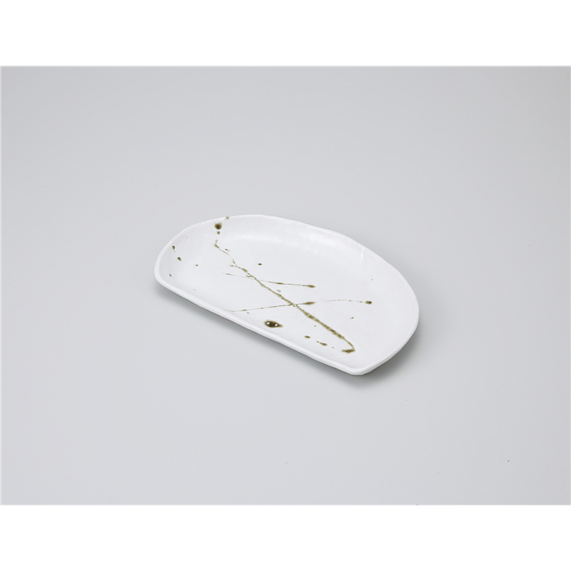 古林陶器 焼物皿 筆流し半月焼物皿白 1114140115 1個（ご注文単位1個）【直送品】