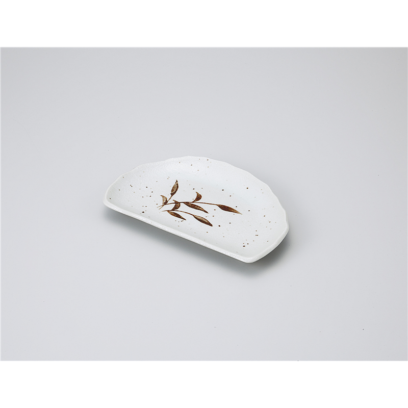 古林陶器 焼物皿 金彩芦 半月皿 1114140340 1個（ご注文単位1個）【直送品】