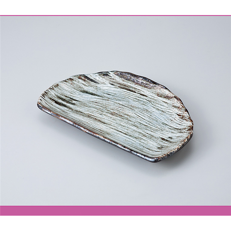 古林陶器 焼物皿 白刷毛半月焼物皿 712240216 1個（ご注文単位1個）【直送品】