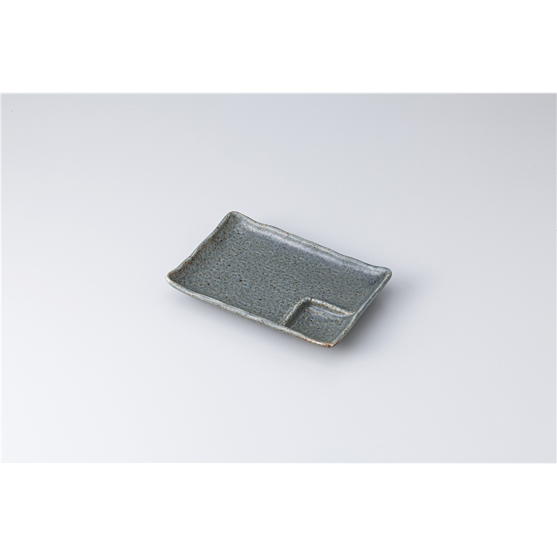 古林陶器 焼物皿 庵仕切付串皿 土物風ブルー 1313610351 1個（ご注文単位1個）【直送品】