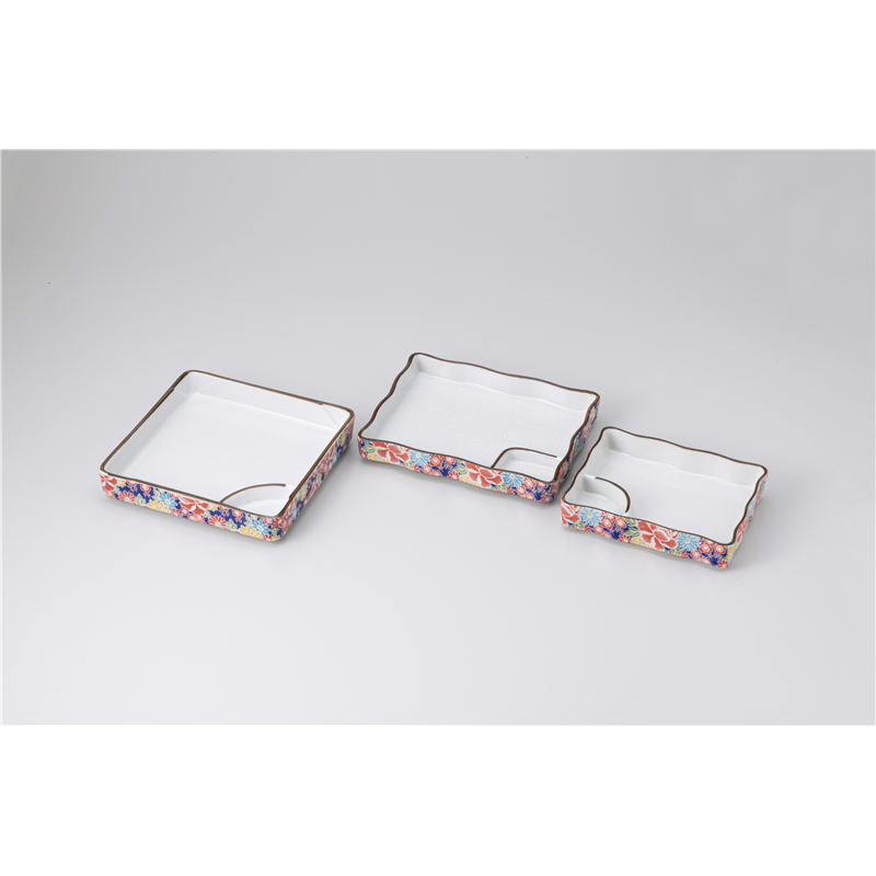 古林陶器 焼物皿 藍花舞正角仕切皿 1214450161 1個（ご注文単位1個）【直送品】