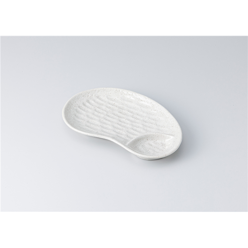 古林陶器 焼物皿 白水晶 まゆ型仕切皿 1313740140 1個（ご注文単位1個）【直送品】