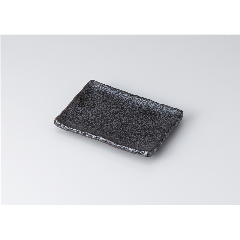 古林陶器 焼物皿 黒油滴 渕厚四角千筋取皿 1313830335 1個（ご注文単位1個）【直送品】