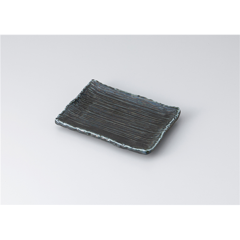 古林陶器 焼物皿 イブシラスター 渕厚四角千筋取皿 1313830435 1個（ご注文単位1個）【直送品】