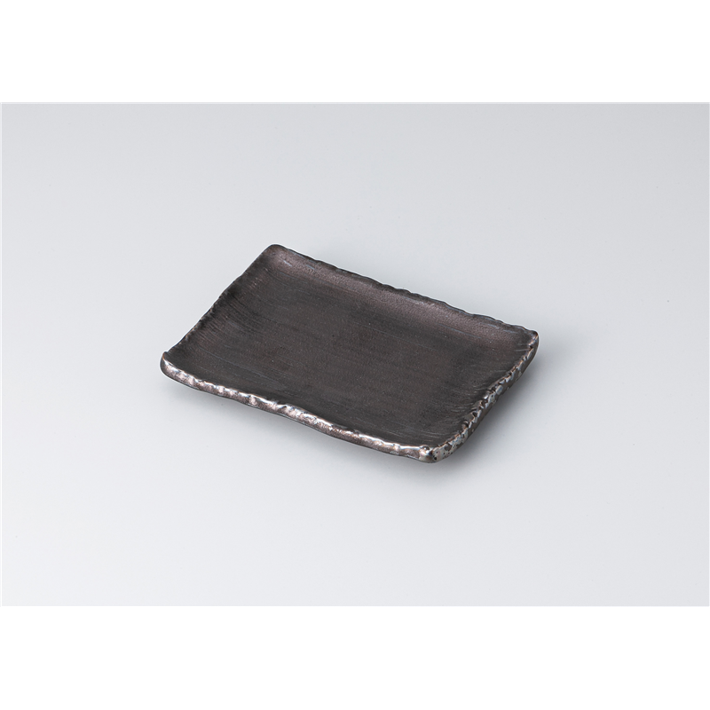 古林陶器 焼物皿 ゴールドブルーラスター 渕厚四角千筋取皿 1313830535 1個（ご注文単位1個）【直送品】