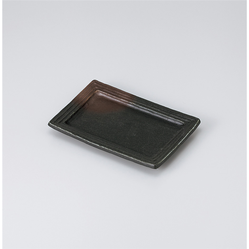 古林陶器 焼物皿 黒備前吹き リム型取り皿 914530141 1個（ご注文単位1個）【直送品】