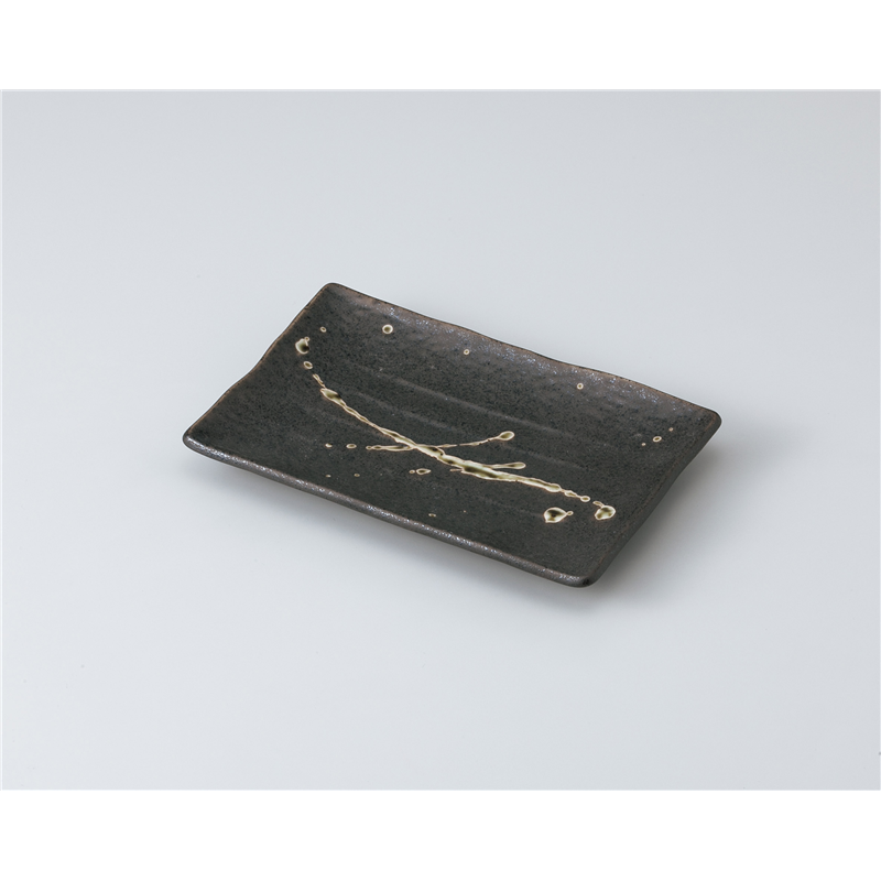 古林陶器 焼物皿 筆流し高浜串皿 茶 1014530415 1個（ご注文単位1個）【直送品】