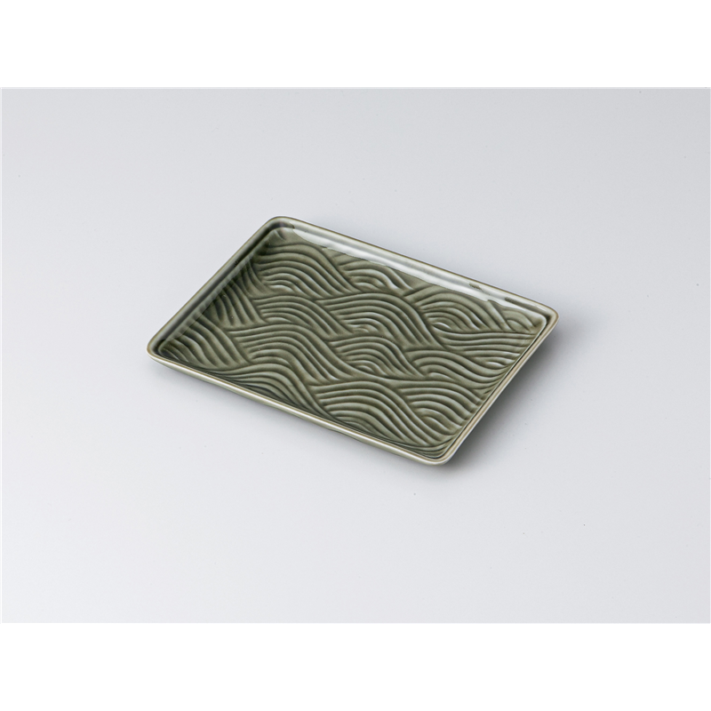 古林陶器 焼物皿 織部青海波長角取皿 1314220547 1個（ご注文単位1個）【直送品】