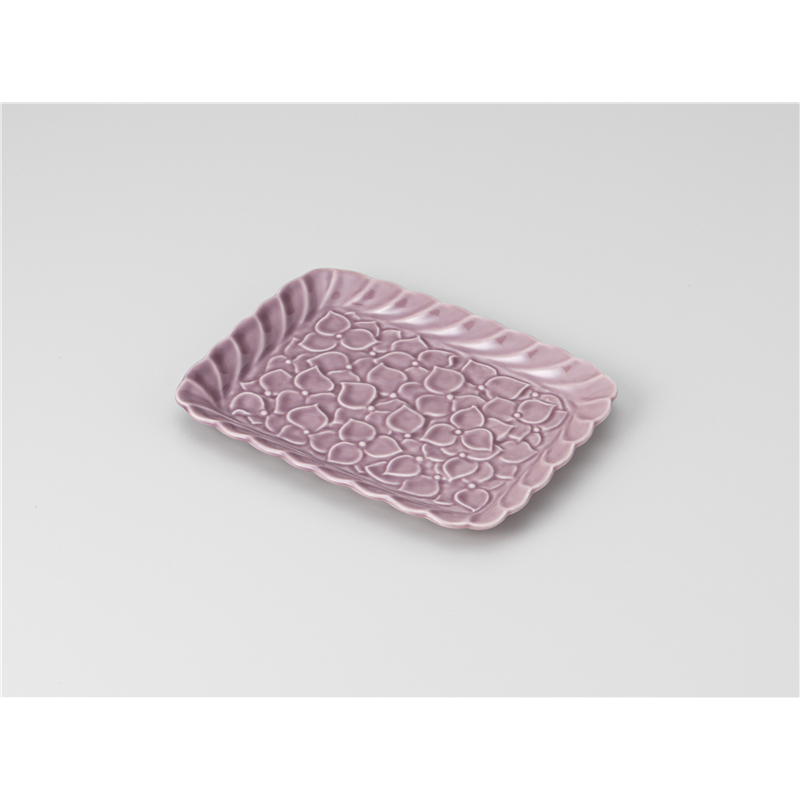 古林陶器 焼物皿 紫陽花 長角銘々皿ムラサキ 1215020178 1個（ご注文単位1個）【直送品】