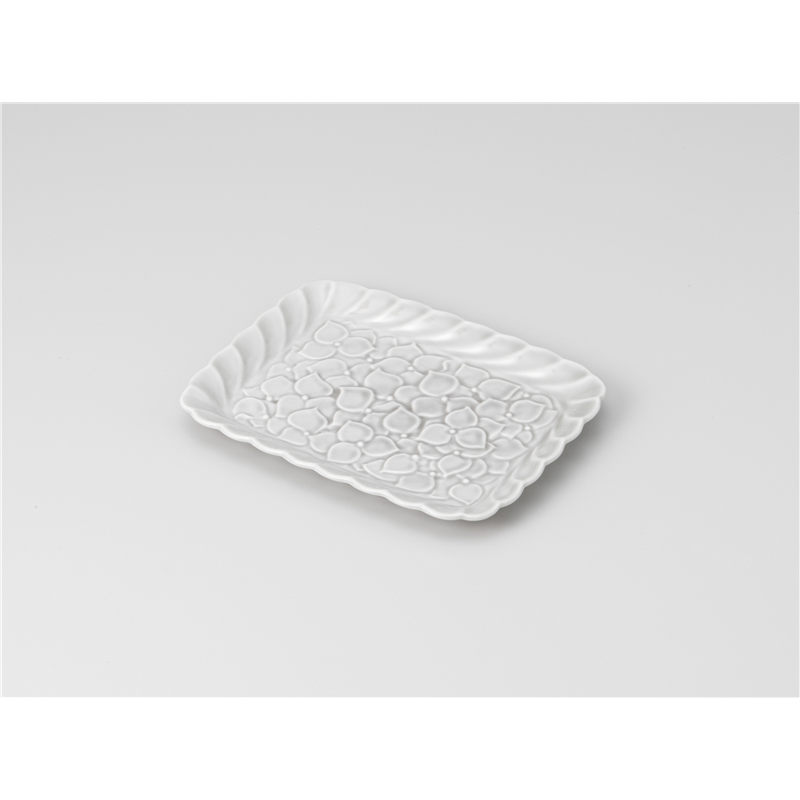 古林陶器 焼物皿 紫陽花 長角銘々皿グレー 1215020278 1個（ご注文単位1個）【直送品】