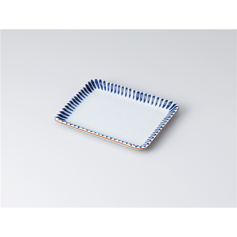 古林陶器 焼物皿 藍十草長角取皿 1314230547 1個（ご注文単位1個）【直送品】