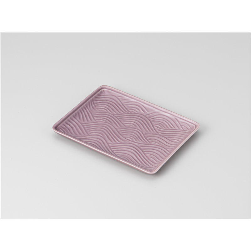 古林陶器 焼物皿 青海波 長角銘々皿 ムラサキ 1215020378 1個（ご注文単位1個）【直送品】