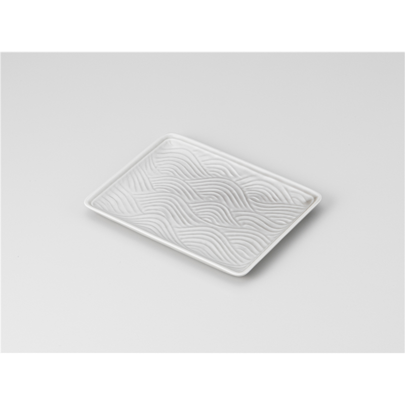 古林陶器 焼物皿 青海波長角銘々皿 グレー 1215020478 1個（ご注文単位1個）【直送品】