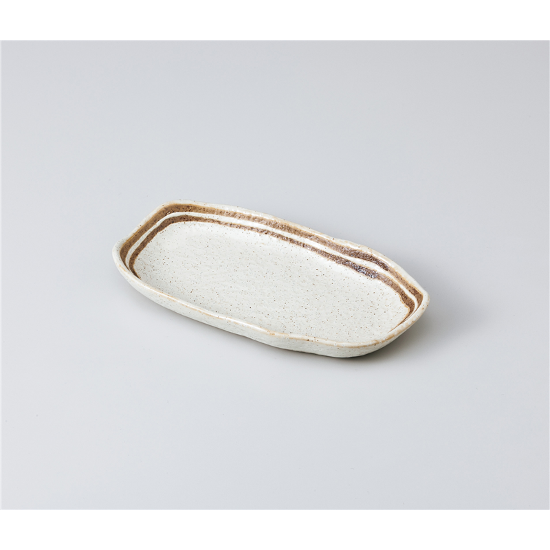 古林陶器 焼物皿 クリ-ム粉引ライン6.0変形串皿 1014850147 1個（ご注文単位1個）【直送品】