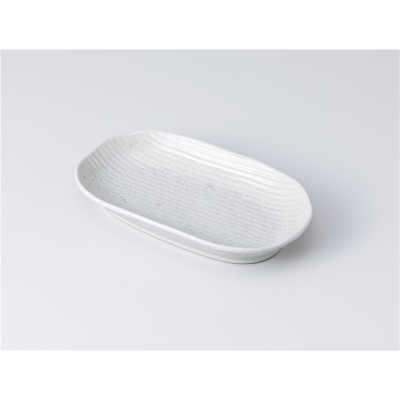 古林陶器 焼物皿 しのぎ楕円皿 白 1314350476 1個（ご注文単位1個）【直送品】