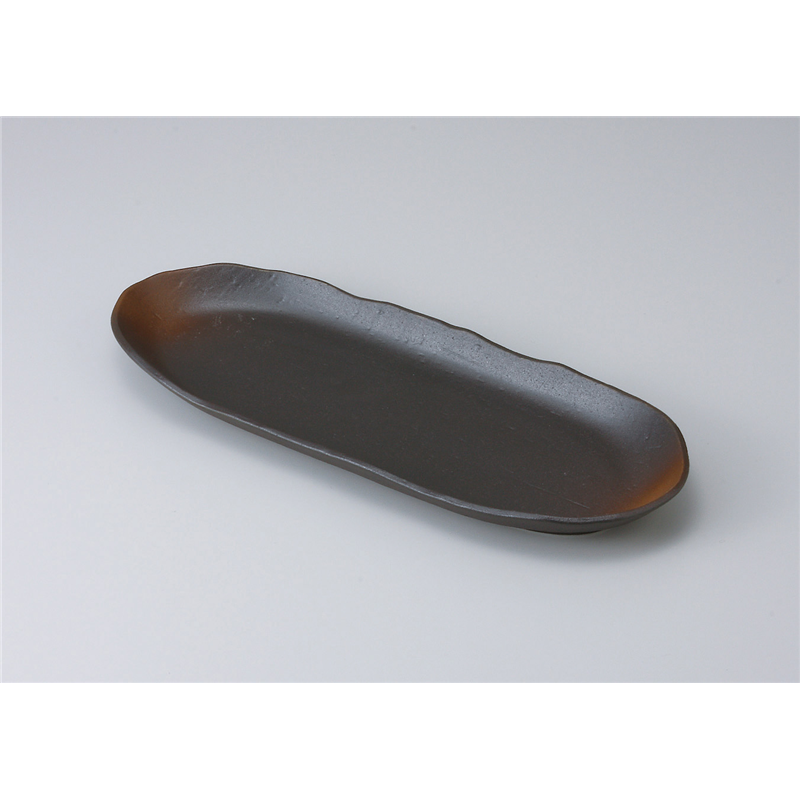 古林陶器 さんま皿 備前吹楕円長皿 514140352 1個（ご注文単位1個）【直送品】