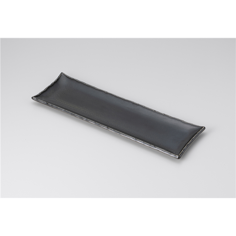 古林陶器 さんま皿 黒マットちぎり35cm角長皿 1215410226 1個（ご注文単位1個）【直送品】