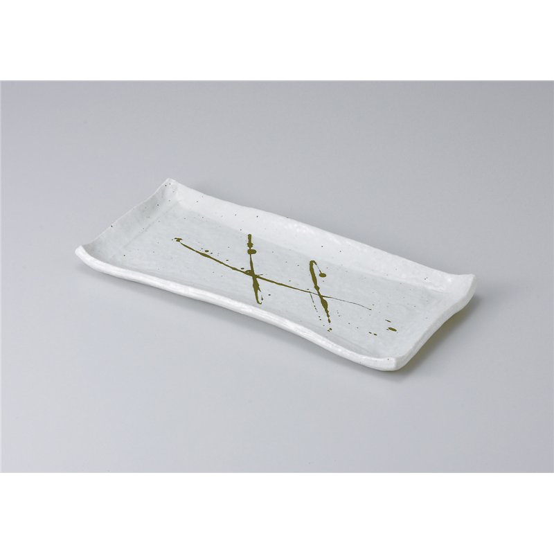 古林陶器 さんま皿 粉引黒筆流し長角サンマ皿 514410117 1個（ご注文単位1個）【直送品】