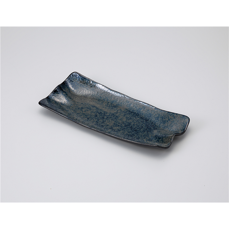 古林陶器 さんま皿 波 ルリ長盛皿 1115610215 1個（ご注文単位1個）【直送品】