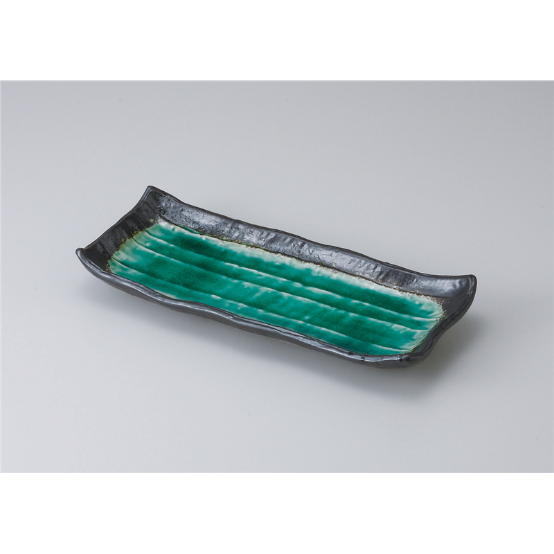 古林陶器 さんま皿 深海グリーン波型さんま皿 514550247 1個（ご注文単位1個）【直送品】