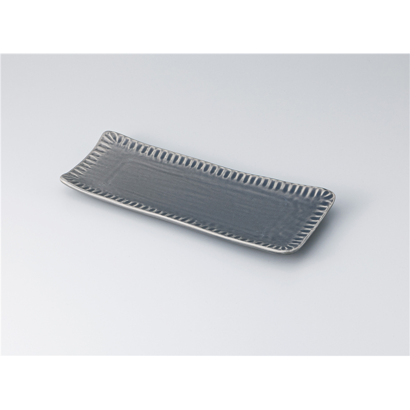 古林陶器 さんま皿 MINOソギサンマ皿 グレー 1315040101 1個（ご注文単位1個）【直送品】