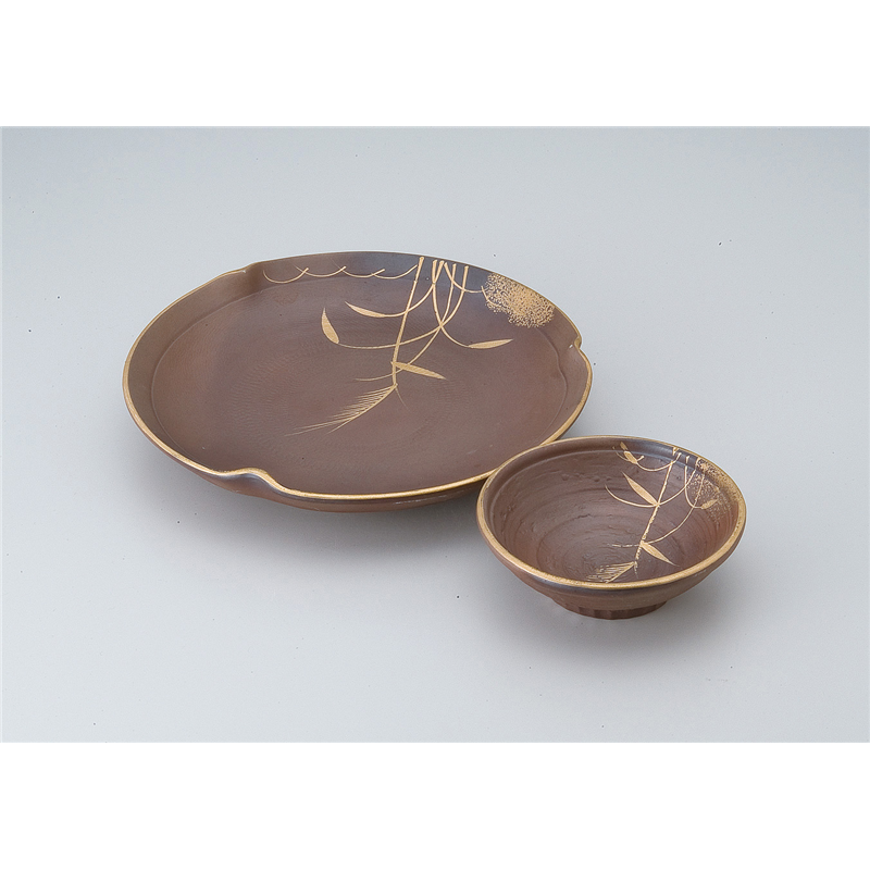 古林陶器 天皿呑水付 秋の詩7.0三ツ押天皿 515010174 1個（ご注文単位1個）【直送品】