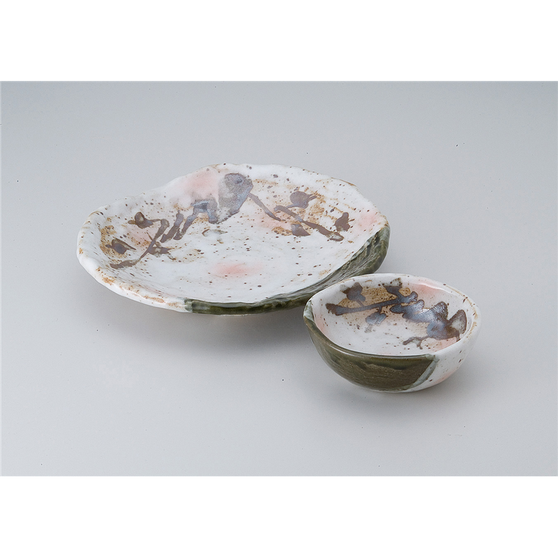 古林陶器 天皿呑水付 織部古木天皿 515140130 1個（ご注文単位1個）【直送品】