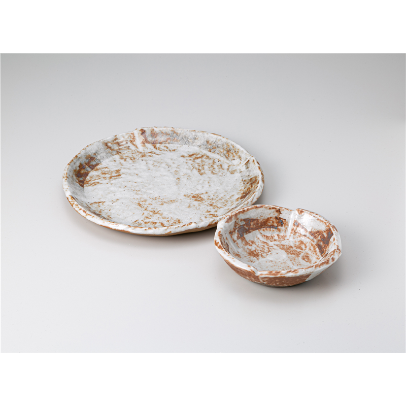 古林陶器 天皿呑水付 ねずみ志野7.0丸皿 615430174 1個（ご注文単位1個）【直送品】