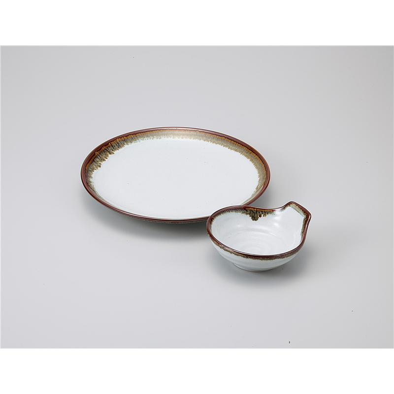 古林陶器 天皿呑水付 白天目流し丸7.0皿 1116340351 1個（ご注文単位1個）【直送品】