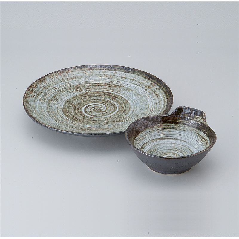 古林陶器 天皿呑水付 白刷毛均窯丸7.0皿 515320116 1個（ご注文単位1個）【直送品】