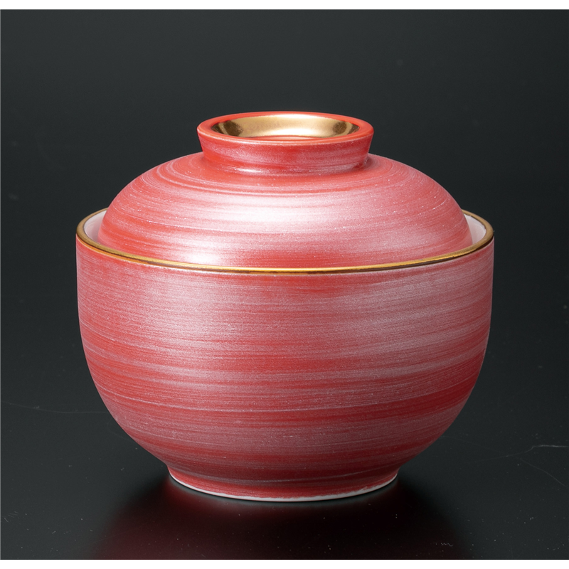 古林陶器 蓋物特選 赤釉銀彩刷毛 小煮物碗 1116840151 1個（ご注文単位1個）【直送品】