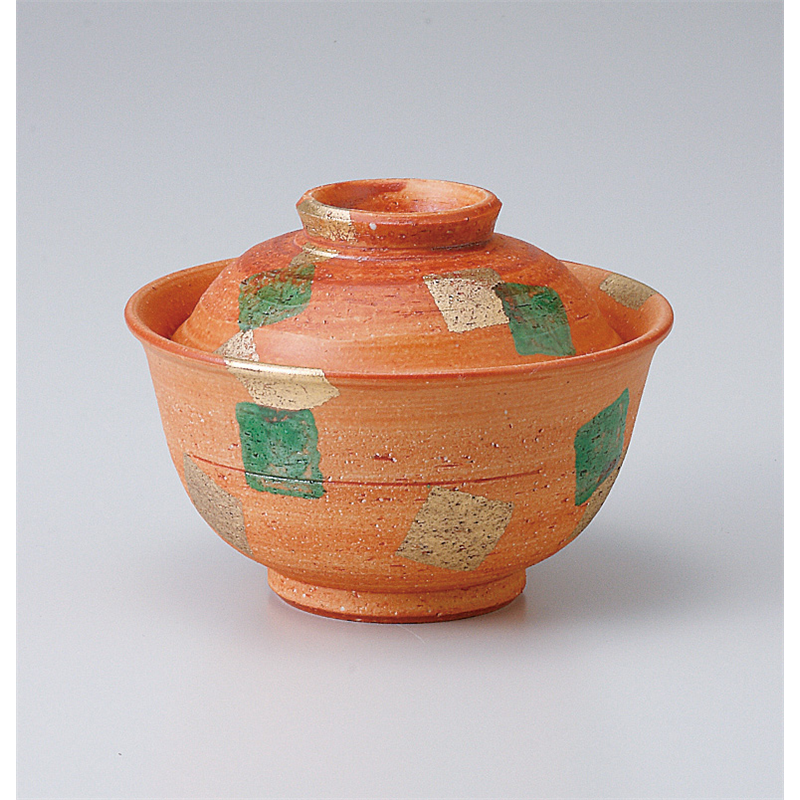 古林陶器 蓋物特選 金緑彩円菓子碗 501720125 1個（ご注文単位1個）【直送品】