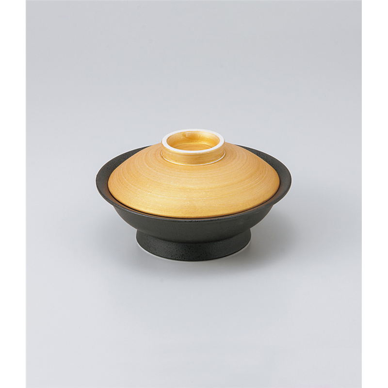 古林陶器 蓋物特選 金彩黒油滴平蓋向 917010451 1個（ご注文単位1個）【直送品】